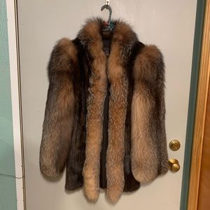 Real Mink and Crystal Fox Coat Size small 3/4 length